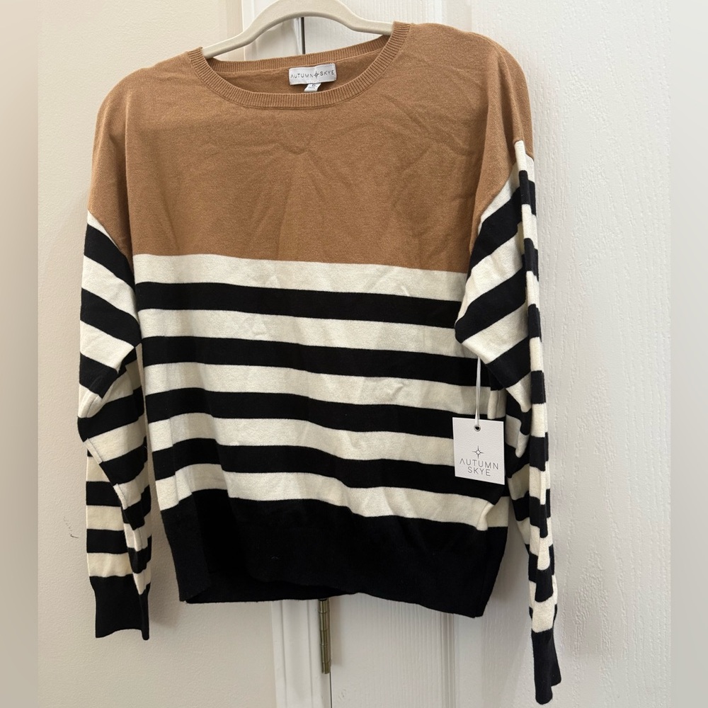 Autumn Skye Black and White Striped Sweater